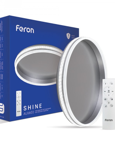 Світлодіодна Люстра з пультом Feron AL6600 SHINE 70Вт 3000-6500К IP20 срібло