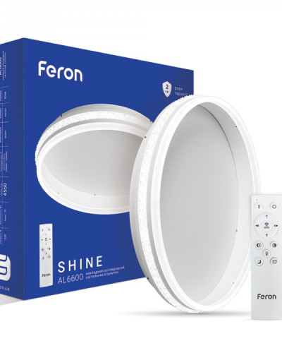 Світлодіодна Люстра з пультом Feron AL6600 SHINE 70Вт 3000-6500К IP20 білий