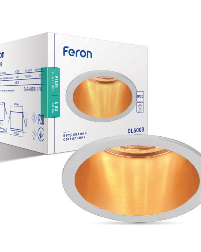 Вбудований світильник Feron DL6003 білий-золото