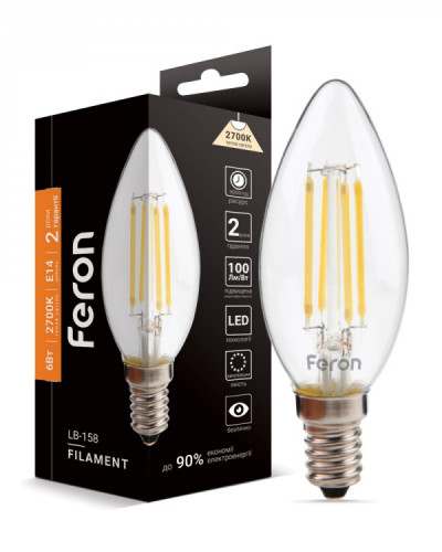 Світлодіодна лампа Feron Filament LB-158 6Вт E14 2700K