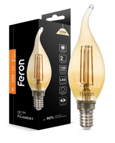Светодиодная лампа Feron Filament LB-159 6Вт E14 2200K свеча на ветру