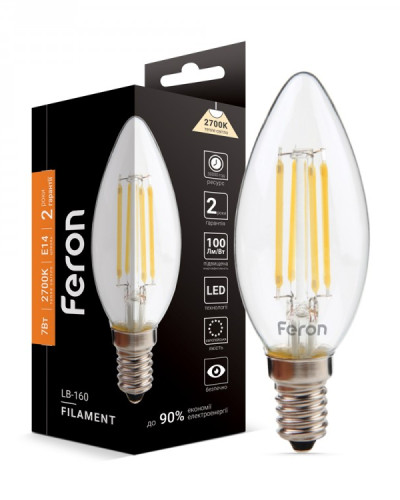 Світлодіодна лампа Feron Filament LB-160 7Вт E14 2700K