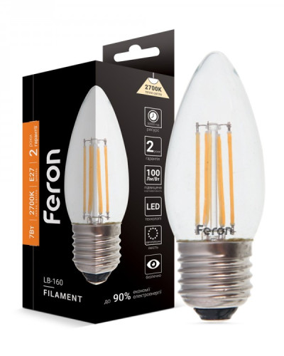 Светодиодная лампа Feron Filament LB-160 7Вт E27 2700K