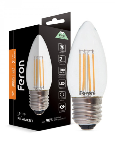 Світлодіодна лампа Feron Filament LB-160 7Вт E27 4000K
