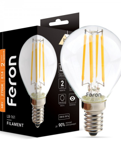 Світлодіодна лампа Feron Filament LB-161 6Вт E14 2700K