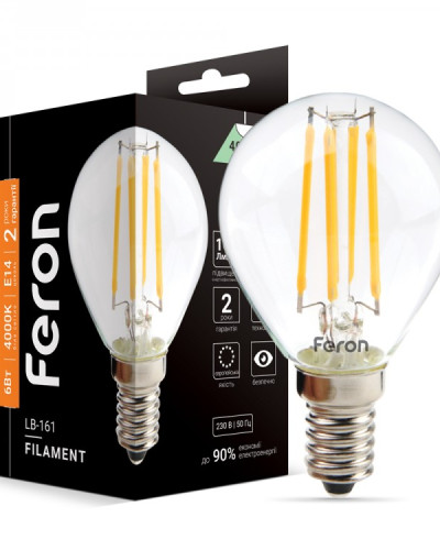 Світлодіодна лампа Feron Filament LB-161 6Вт E14 4000K