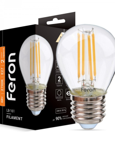 Світлодіодна лампа Feron Filament LB-161 6Вт E27 2700K
