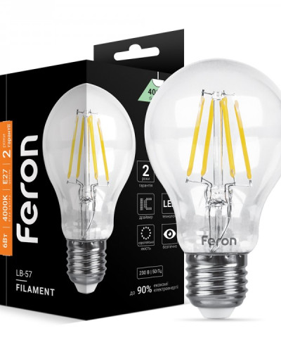 Світлодіодна лампа Feron Filament LB-57 6Вт E27 4000K