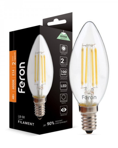 Світлодіодна лампа Feron Filament LB-58 4Вт E14 4000K