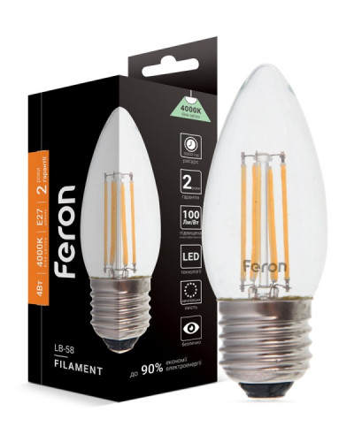 Світлодіодна лампа Feron Filament LB-58 4Вт E27 4000K
