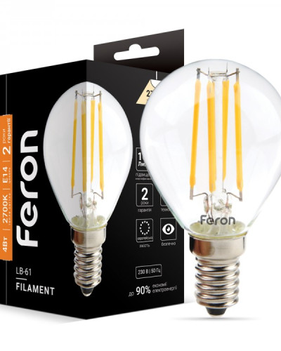 Світлодіодна лампа Feron Filament LB-61 4Вт E14 2700K