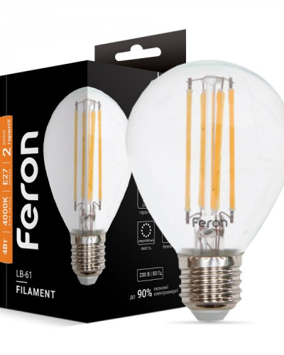 Світлодіодна лампа Feron Filament LB-61 4Вт E27 4000K