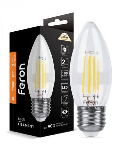 Світлодіодна лампа Feron Filament LB-68 4Вт E27 2700K