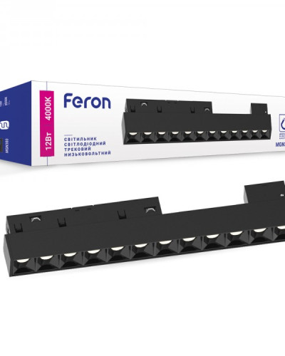 Магнітний трековий світильник Feron MGN300 12Вт 4000К IP20 чорний