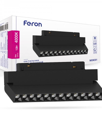 Магнітний трековий світильник Feron MGN301 12Вт 4000К IP20 чорний