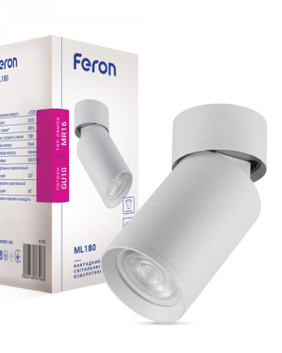 Накладний поворотний світильник Feron ML180 GU10 IP20 білий