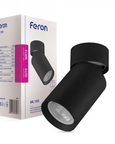 Накладний поворотний світильник Feron ML180 GU10 IP20 чорний