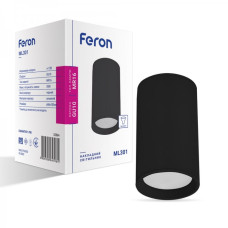 Накладний неповоротний світильник Feron ML301 GU10 IP20 чорний