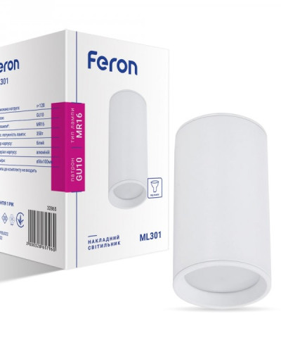 Накладний неповоротний світильник Feron ML301 GU10 IP20 білий