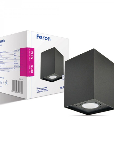 Накладний неповоротний світильник Feron ML305 GU10 IP20 чорний