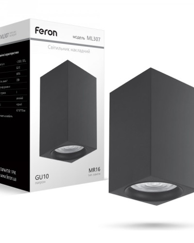 Накладний неповоротний світильник Feron ML307 GU10 IP20 чорний