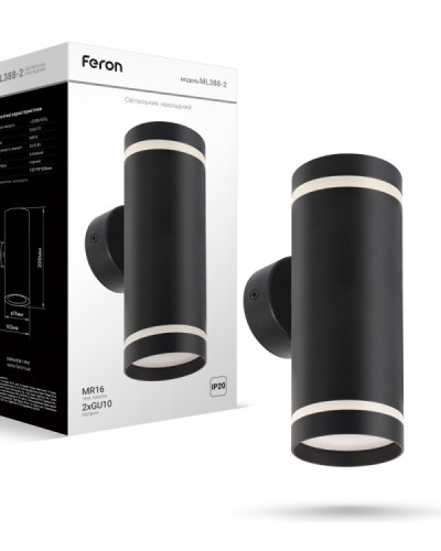 Накладний неповоротний світильник Feron ML388-2 GU10 IP20 чорний
