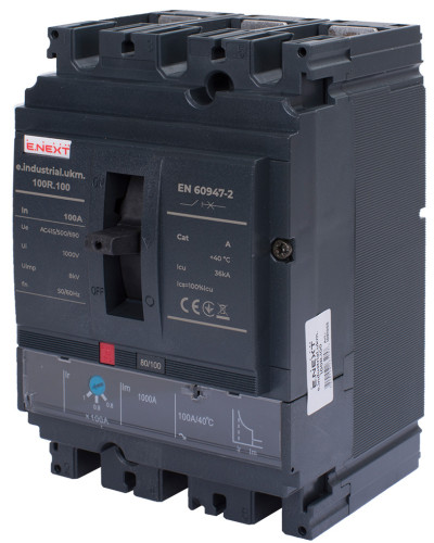 Силовий автоматичний вимикач e.industrial.ukm.100R.100 з регулюванням, 3р, 100А