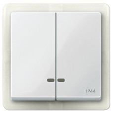 Двойная клавиша с окошком для светоиндикатора IP44, полярно белый, Merten System M Schneider Electric MTN3424-0319