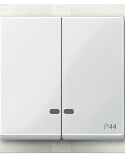 Двойная клавиша с окошком для светоиндикатора IP44, полярно белый, Merten System M Schneider Electric MTN3424-0319