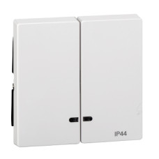 Двойная клавиша с окошком для светоиндикатора IP44, активно белый, Merten System M Schneider Electric MTN3424-0325