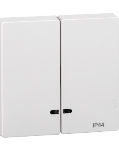 Двойная клавиша с окошком для светоиндикатора IP44, активно белый, Merten System M Schneider Electric MTN3424-0325