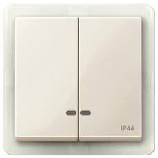 Двойная клавиша с окошком для светоиндикатора IP44, бежевый Merten System M Schneider Electric MTN3424-0344