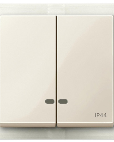 Двойная клавиша с окошком для светоиндикатора IP44, бежевый Merten System M Schneider Electric MTN3424-0344