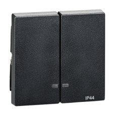 Двойная клавиша с окошком для светоиндикатора IP44, антрацит Merten System M Schneider Electric MTN3424-0414