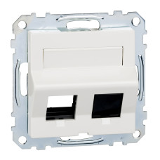 Накладка для Keystone RJ45, 2-х постовий, з полем для надпису, активно-білий, System M, Merten, Schneider Electric MTN4568-0325