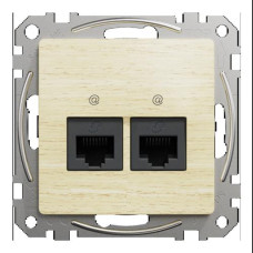 Компьютерная розетка двойная, разъем RJ45 кат. 5е UTP, Sedna Design & Elements, Береза - имитация дерева, SDD180452 Schneider Electric