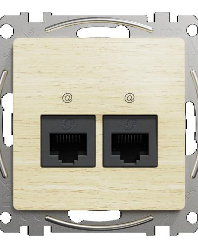 Компютерна розетка подвійна, роз’єм RJ45
 кат. 5е UTP, Sedna Design & Elements, Береза - імітація дерева, SDD180452 Schneider Electric