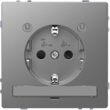 Розетка с заземляющим контактом и LED модулем, Нержавеющая сталь, MertenD-Life Schneider Electric MTN2304-6036