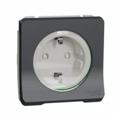 Механизм розетки с заземлением и шторками черный IP55 MUREVA S