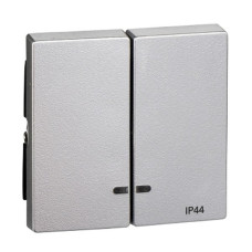 Двойная клавиша с окошком для светоиндикатора IP44, алюминий, Merten System M Schneider Electric MTN3424-0460  