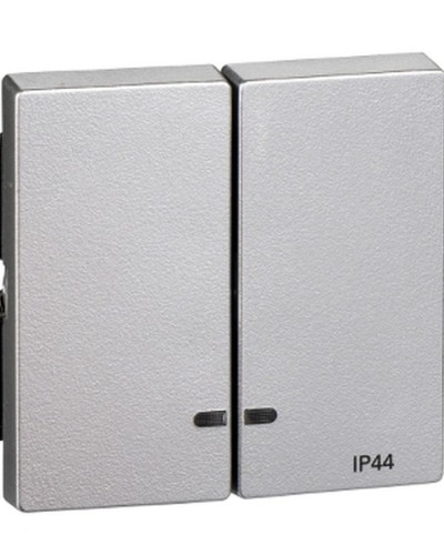 Двойная клавиша с окошком для светоиндикатора IP44, алюминий, Merten System M Schneider Electric MTN3424-0460  