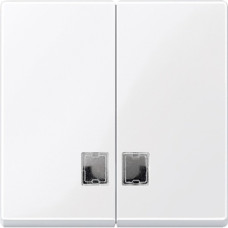 Двойная клавиша с бесцветным
прямоугольным окошком для световой индикации, активно-белый, Merten System M Schneider Electric MTN438525
