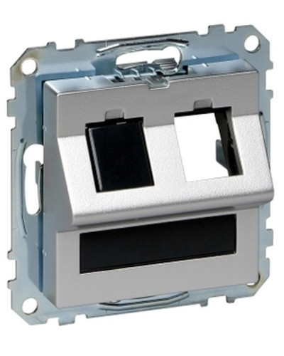 Накладка для Keystone RJ45, 2-х постовий, з полем для надпису, алюміній, System M, Merten, Schneider Electric MTN4568-0460