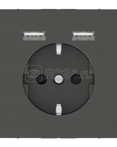 Merten Розетка Schuko з 2  USB зарядним пристроєм 2,4 А, Антрацит, Schneider Electric D-Life MTN2366-6034