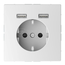 Merten Розетка Schuko с 2 USB зарядным устройством 2,4 А, Белый лотос, Schneider Electric D-Life MTN2366-6035