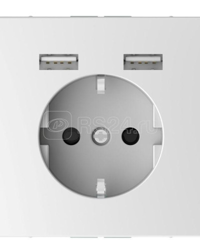 Merten Розетка Schuko з 2  USB зарядним пристроєм 2,4 А,Білий лотос,  Schneider Electric D-Life MTN2366-6035