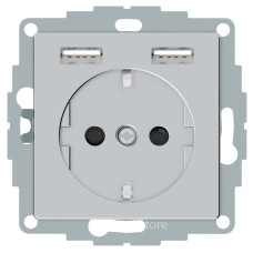 Merten Розетка Schuko с 2 USB и зарядным устройством 2,4 А, Полярно белый, Schneider Electric SM MTN2366-0319