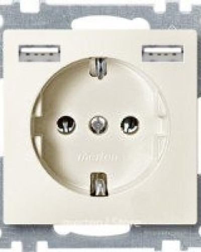 Merten Розетка Schuko з 2  USB і зарядним пристроєм 2,4 А, Бежевий ,  Schneider Electric SM MTN2366-0344