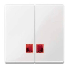 Двойная клавиша с красным окошком для индикации, активно-белый, Merten, System M Schneider Electric MTN3456-0325