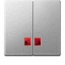 Двойная клавиша с красным окошком для индикации, алюминий Merten, System M Schneider Electric MTN3456-0460
